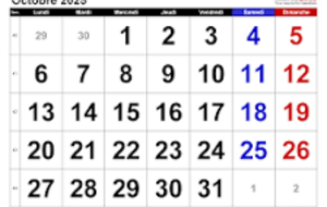 Calendrier des Tournois du BCV Octobre 2025