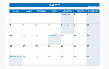 Calendrier des Tournois du BCV Mai 2026