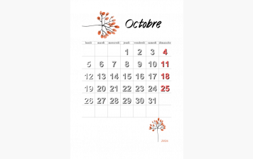 Calendrier des Tournois du BCV octobre 2026
