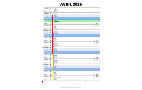 Calendrier des Tournois du BCV Avril 2026