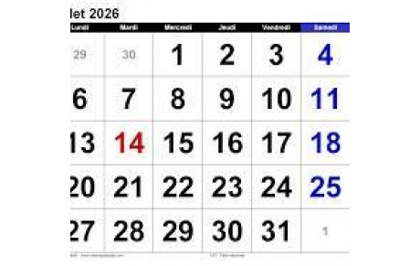 Calendrier des Tournois du BCV juillet  2026